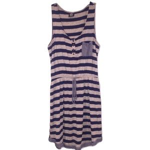 Bobeau Tie Waist Striped Pocket Dress Size Large